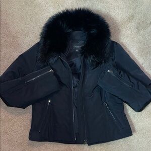 Anne Klein Women's Black Jacket with Fur Collar